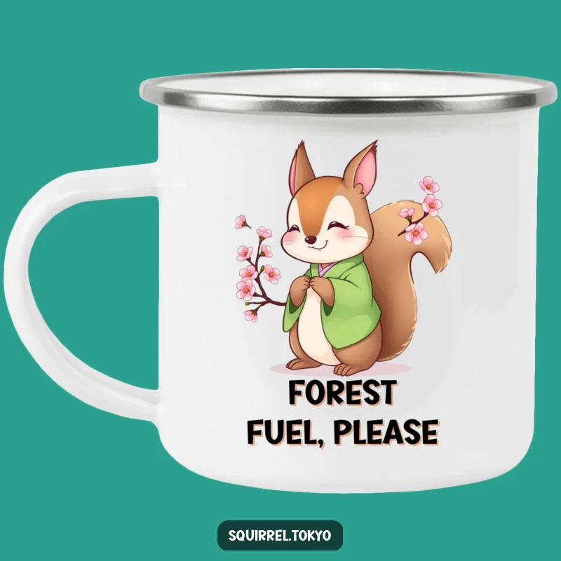 Funny Squirrel Kimono Camping Mug: Trail-Ready Bowing Squirrel, Adventure Funny Gift