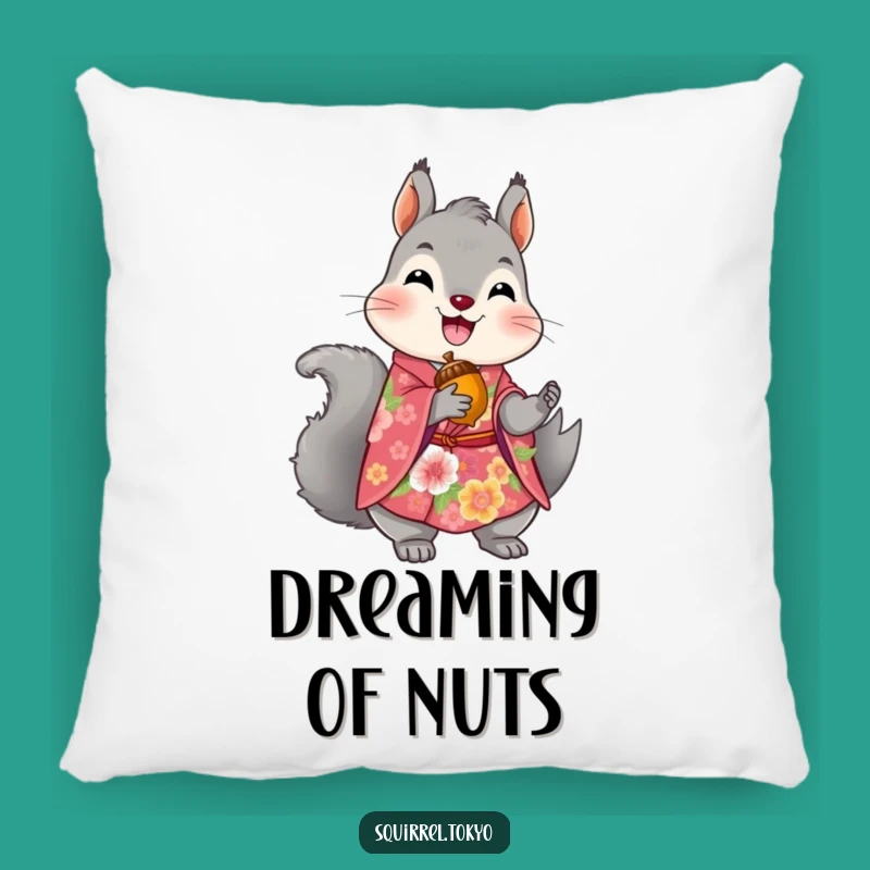 Funny Squirrel Kimono Pillow: Cozy Accent, Whimsical Nature Decor Gift