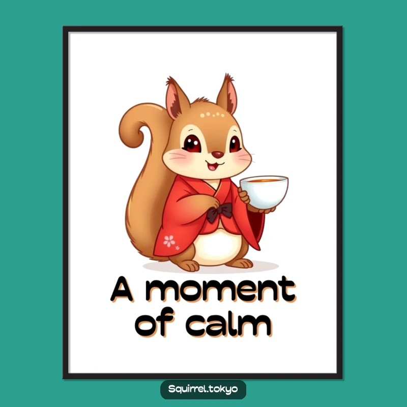 Funny Squirrel Kimono Digital Art: Peaceful Squirrel Print, Instant Zen Funny Gift