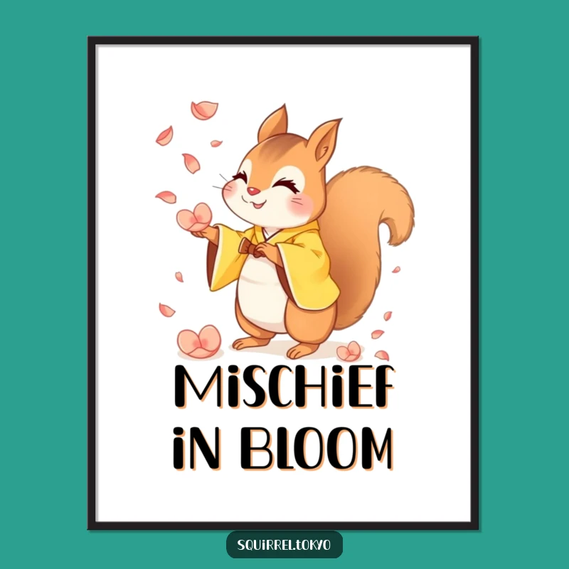 Funny Squirrel Kimono Digital Art: Instant Mischief Squirrel Download, Whimsical Funny Gift Art