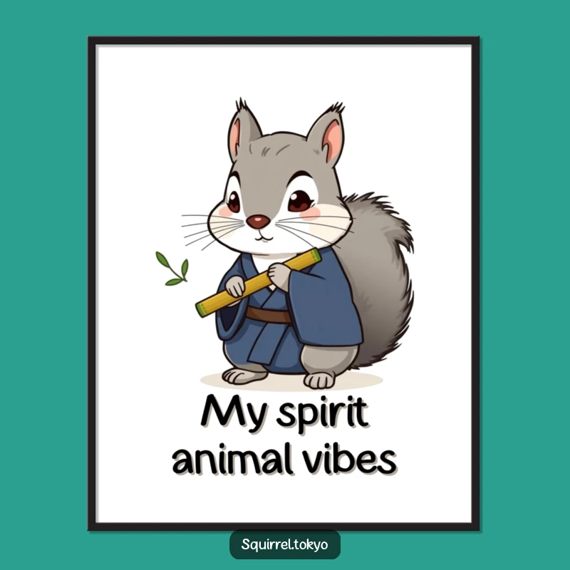 Funny Stoic Squirrel Kimono Digital Art - Hilarious Printable Gift for Walls