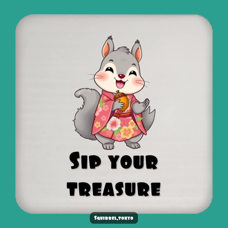 Funny Squirrel Kimono Coaster: Protect Surfaces, Whimsical Nature Decor