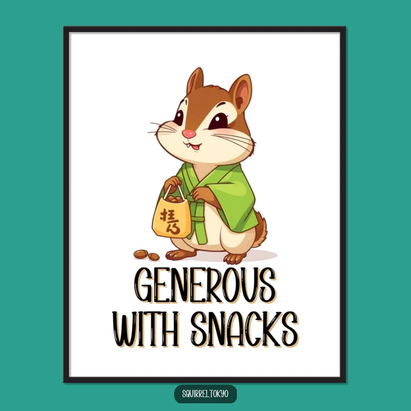 Funny Chipmunk Kimono Poster: Woodland Art, Whimsical Decor Gift