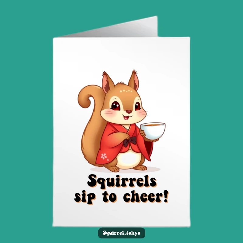 Free Printable Squirrel Kimono Birthday Card: Serene Celebration Downloadable Gift
