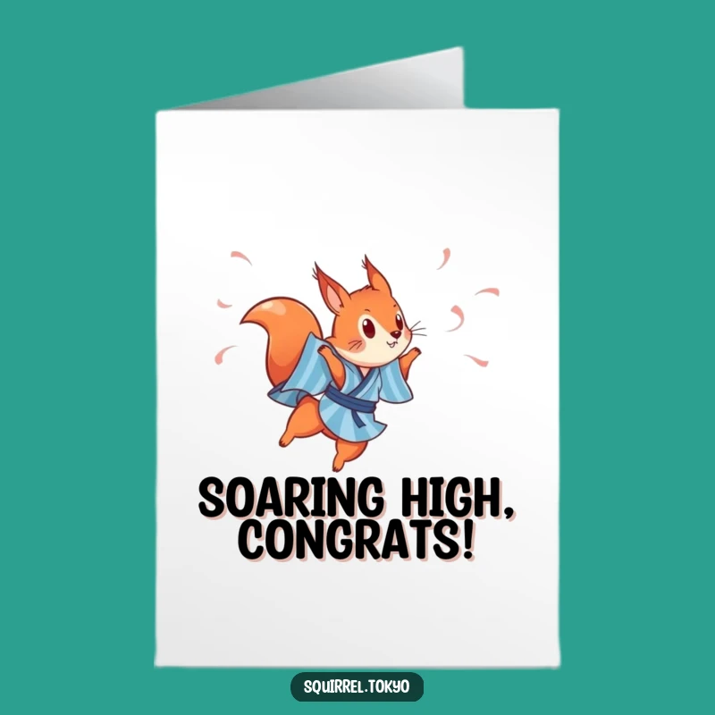 Free Printable Congrats Card: Leaping Squirrel Celebrates Your Success!