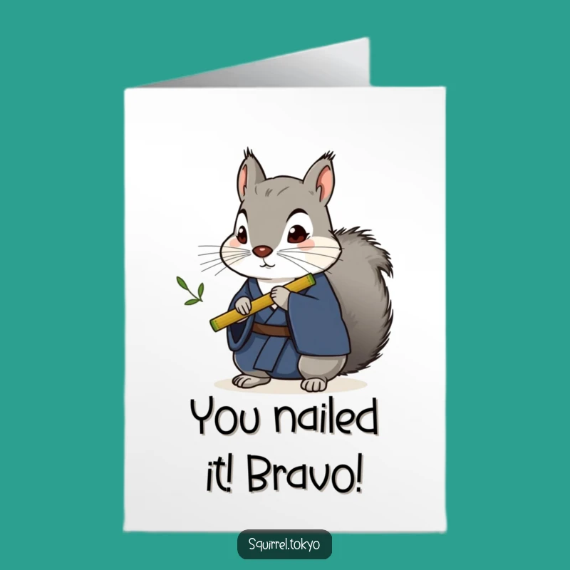 Free Printable Congratulations Card Squirrel: Funny Flute Serenade Downloadable
