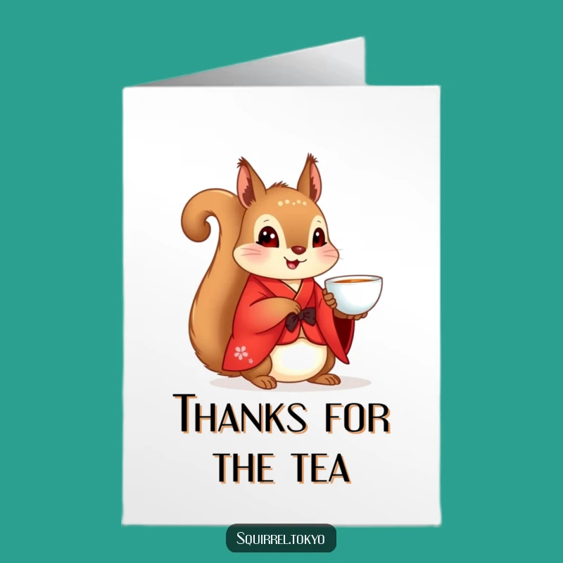 Free Printable Squirrel Kimono Thank You Card: Polite Gratitude Downloadable