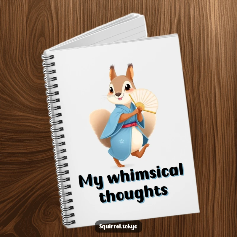 Funny Squirrel Fan Notebook: A squirrel in a blue kimono with a fan, perfect for jotting down playful ideas, a funny gift.